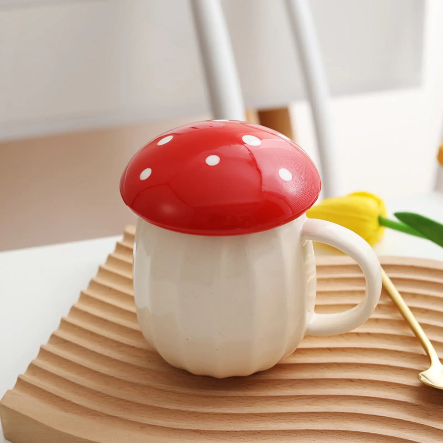 Cute Mushroom Cup With Lid Ceramics Coffee Mug