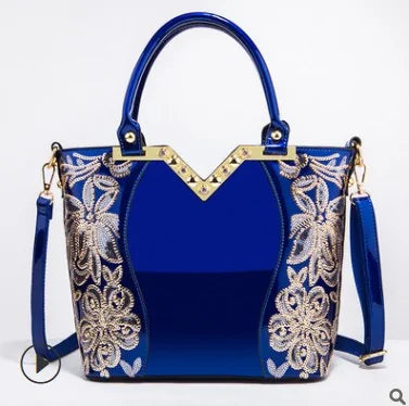 Luxury Sequin Embroidery Women's Patent Leather Handbag (2024 Collection)