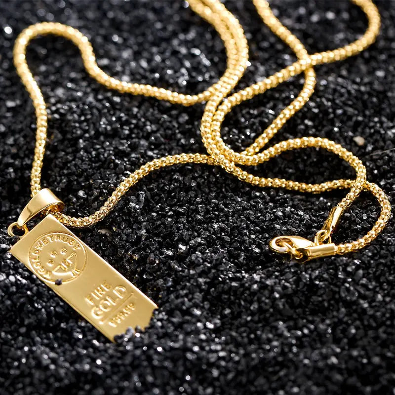 Gold Color Bar Necklace Unisex