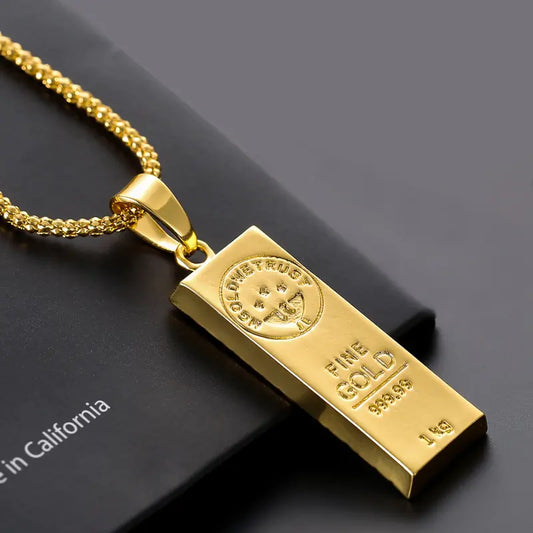 Gold Color Bar Necklace Unisex