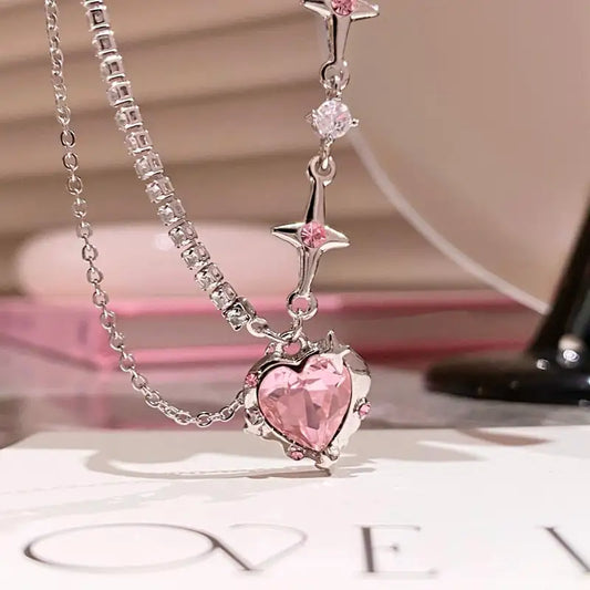 Pink Heart Crystal Necklace (2023 Collection)