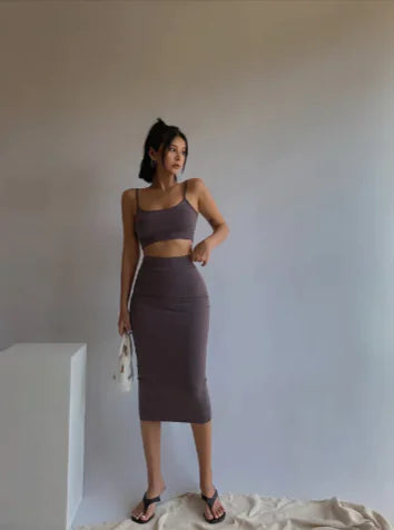 Stretch Two-Piece Skirt Set