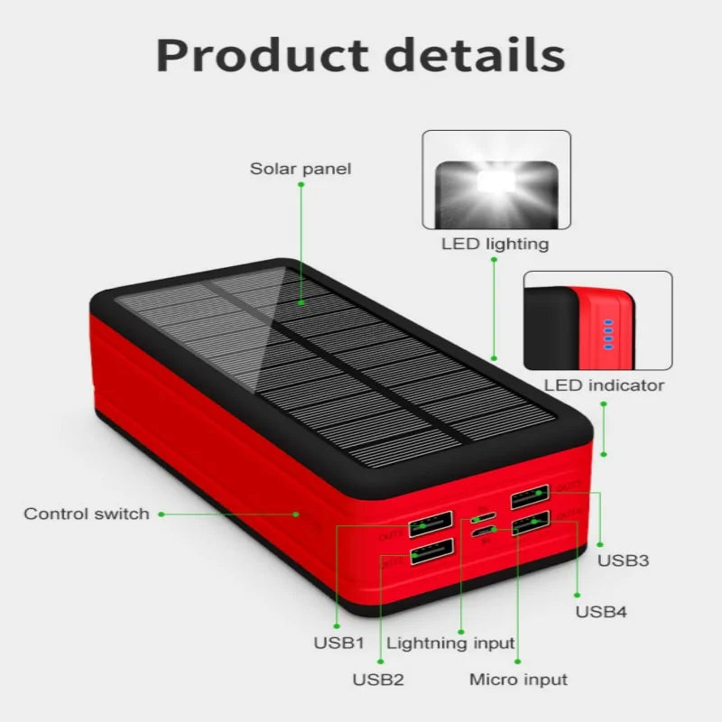 Solar Power Bank Portable Charger