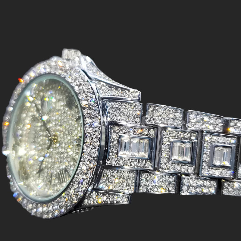 NEW ARRIVAL Men's Calendar Quartz  Diamond  18K gold Nano-vacuum plated  Watch