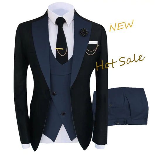 Luxury Men's 3-Piece Tuxedo Set - Jacket, Trousers, Vest