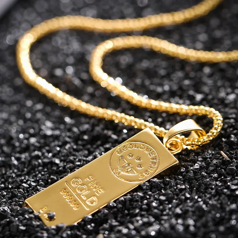 Gold Color Bar Necklace Unisex