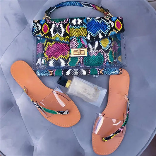Jelly Snake Print Handbag and Shoes Set 2024 Collection