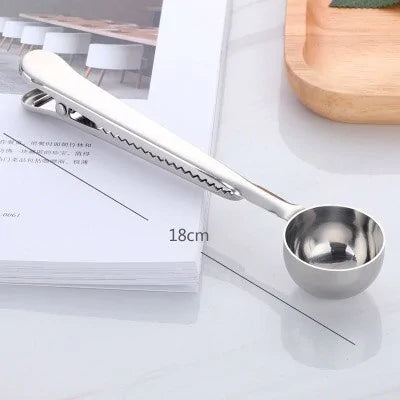 2-In-1  Stainless Steel Coffee Spoon Sealing Clip