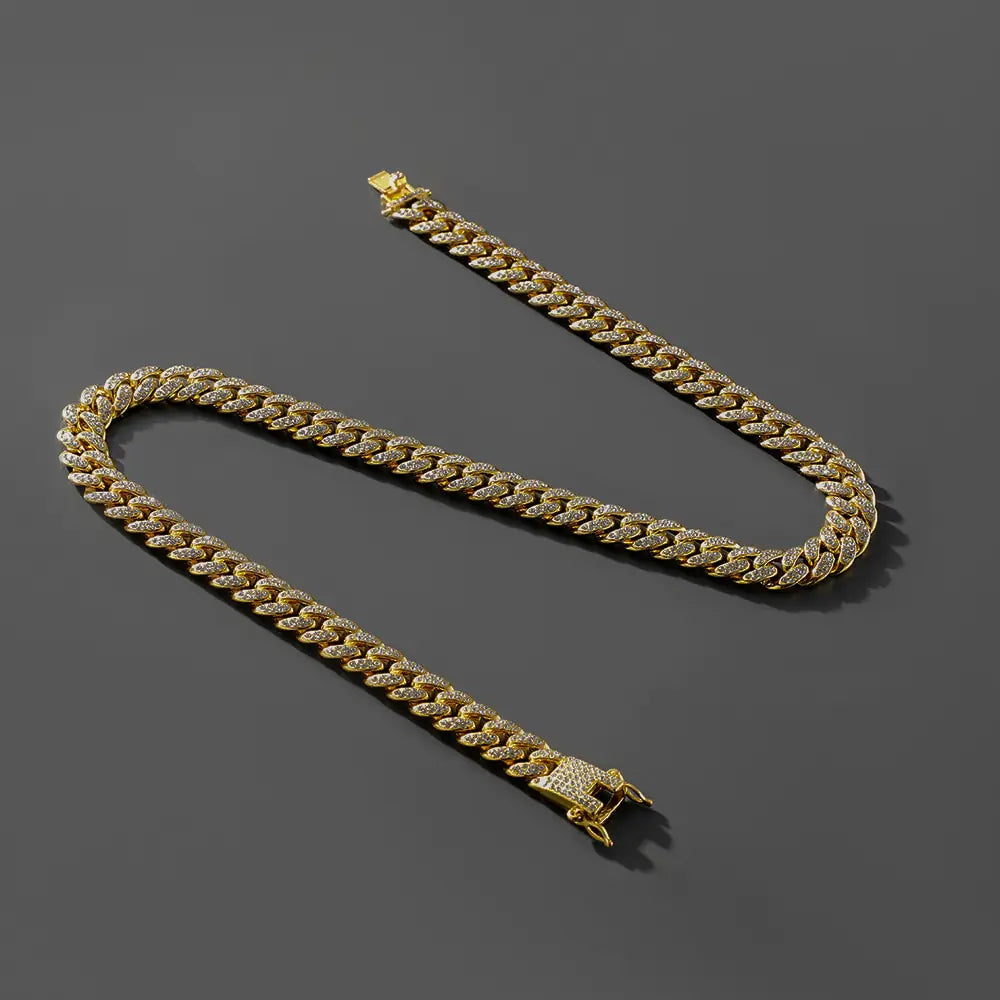 Rhinestone Paved Cuban Link Chain Bracelet