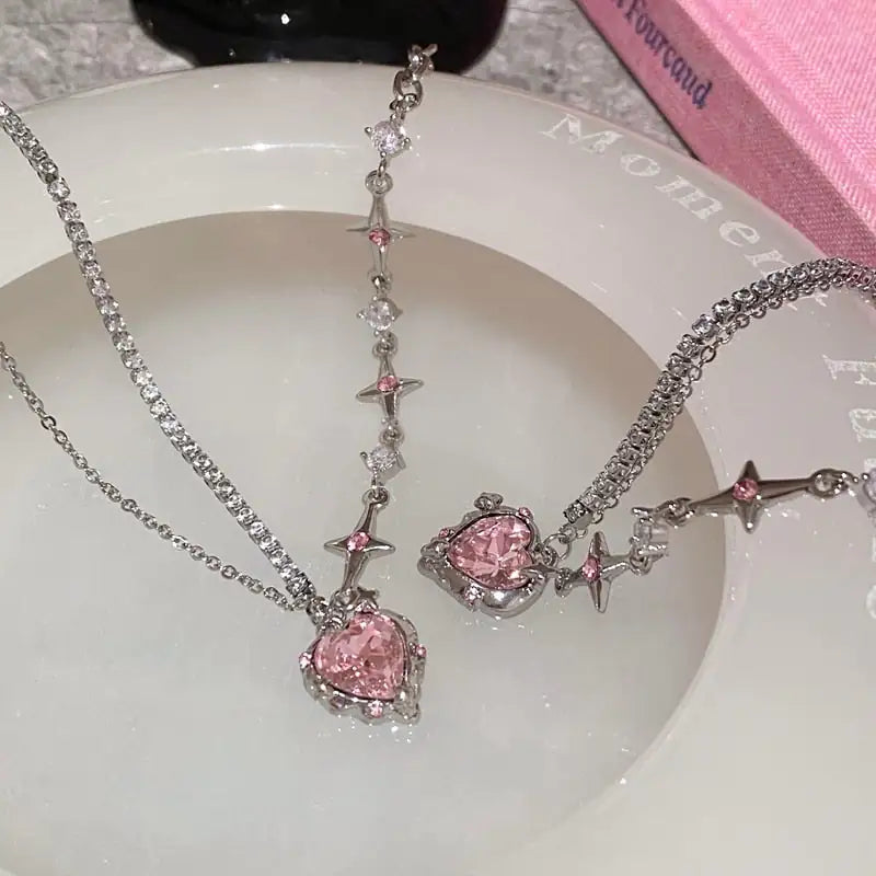 Pink Heart Crystal Necklace (2023 Collection)